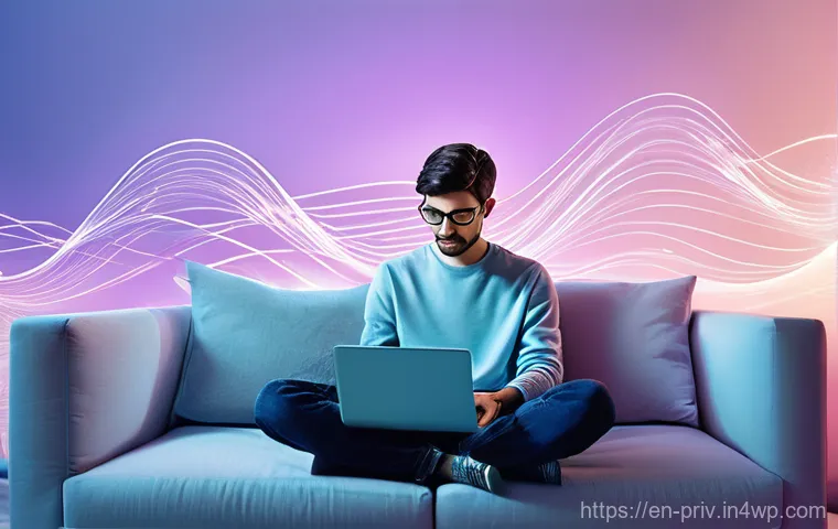 데이터 프라이버시와 소비자 권리 보호 - **Prompt 1: The Digital Echo Chamber**
    "A young adult, dressed in modern casual wear, sits comfo...