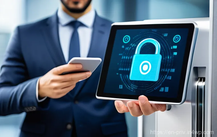 비즈니스 데이터 보호를 위한 솔루션 - **Prompt:** A dynamic and abstract visual representation of robust data encryption. Imagine glowing,...